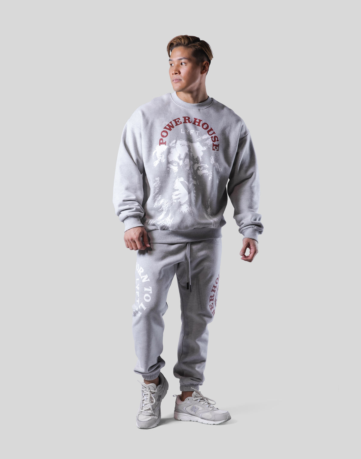 LÝFT × Power House Gym Lion Crewneck Sweat - Grey