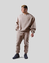Old English Extra Wide Crewneck Sweat - Beige