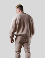 Old English Extra Wide Crewneck Sweat - Beige