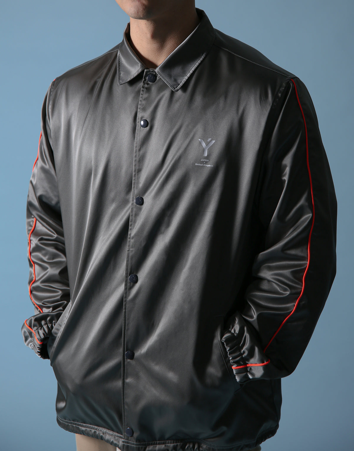 Born to LÝFT COACH JACKET - Grey - Orange Line