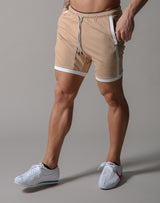One Line Half Pants 2 - Beige / White