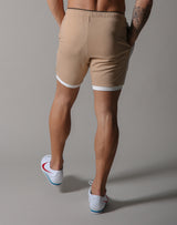 One Line Half Pants 2 - Beige / White