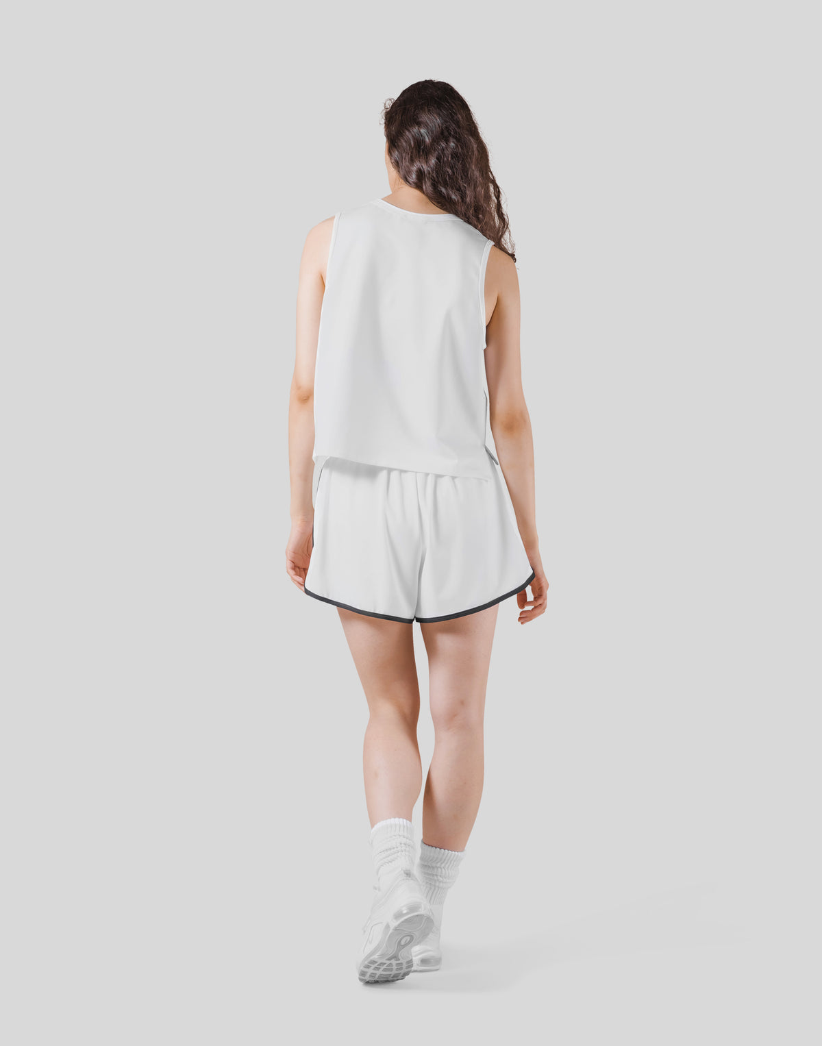 Side Mesh No Sleeve Shirt - White