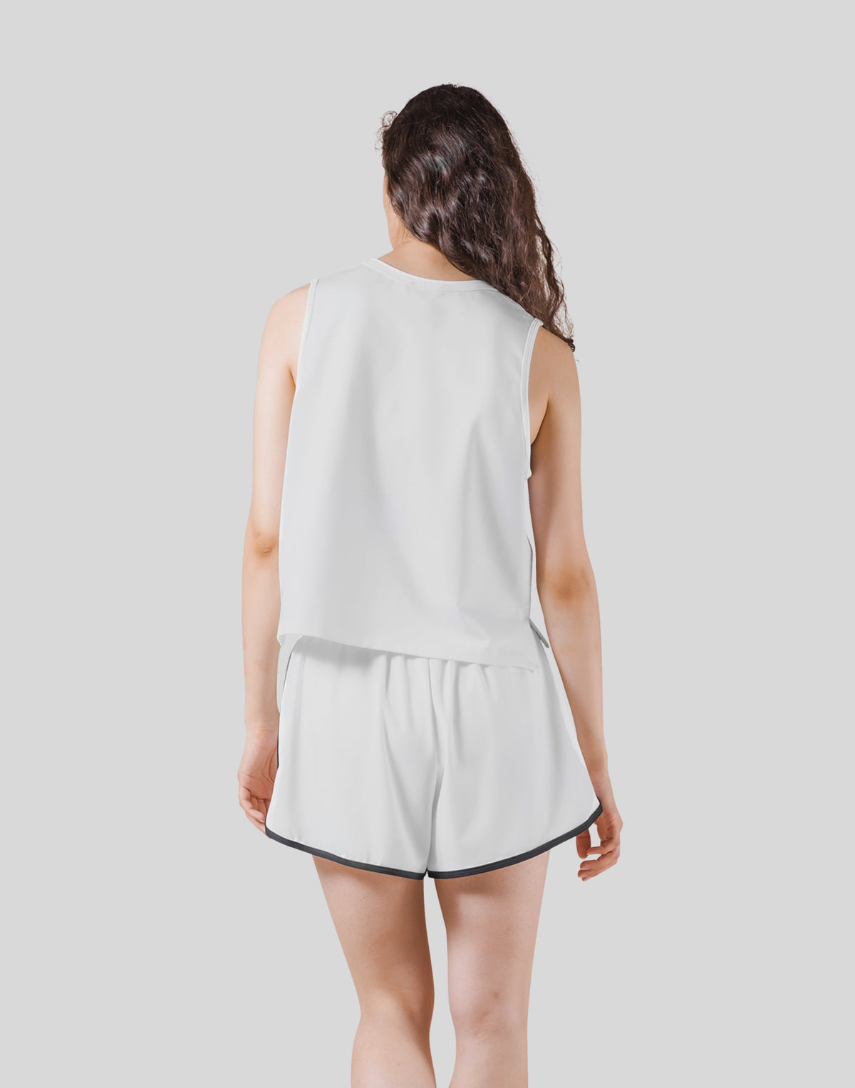 Side Mesh No Sleeve Shirt - White
