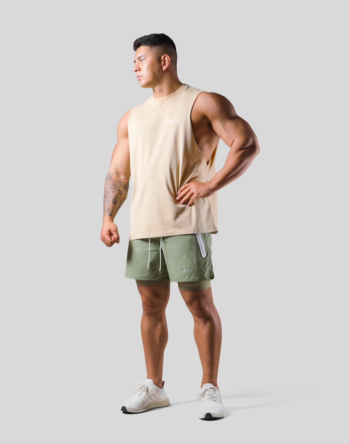 Back Message Drop Tanktop - Beige