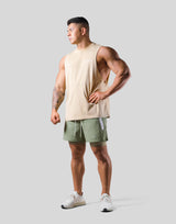 Back Message Drop Tanktop - Beige