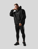 Flag Oversize Sweat Hoodie - Black