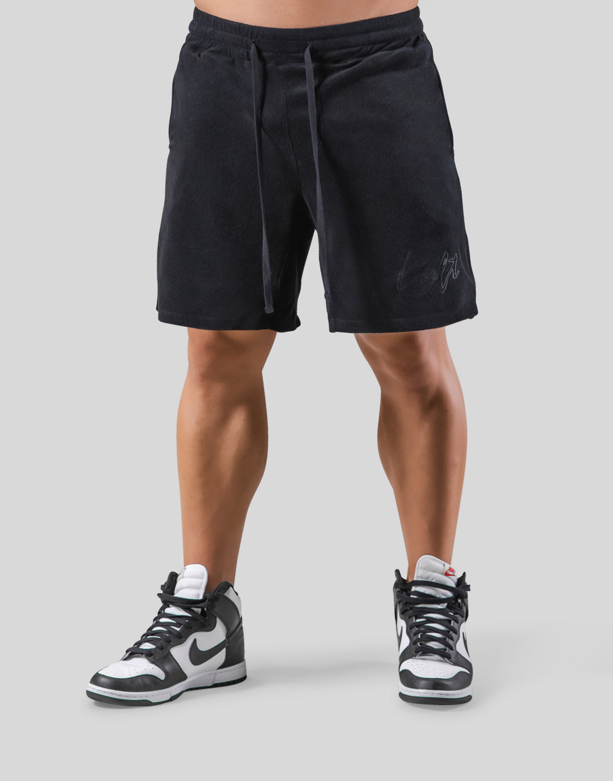 Script Logo Pile Shorts - Black