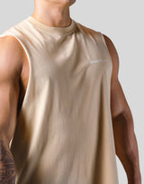 Back Message Drop Tanktop - Beige