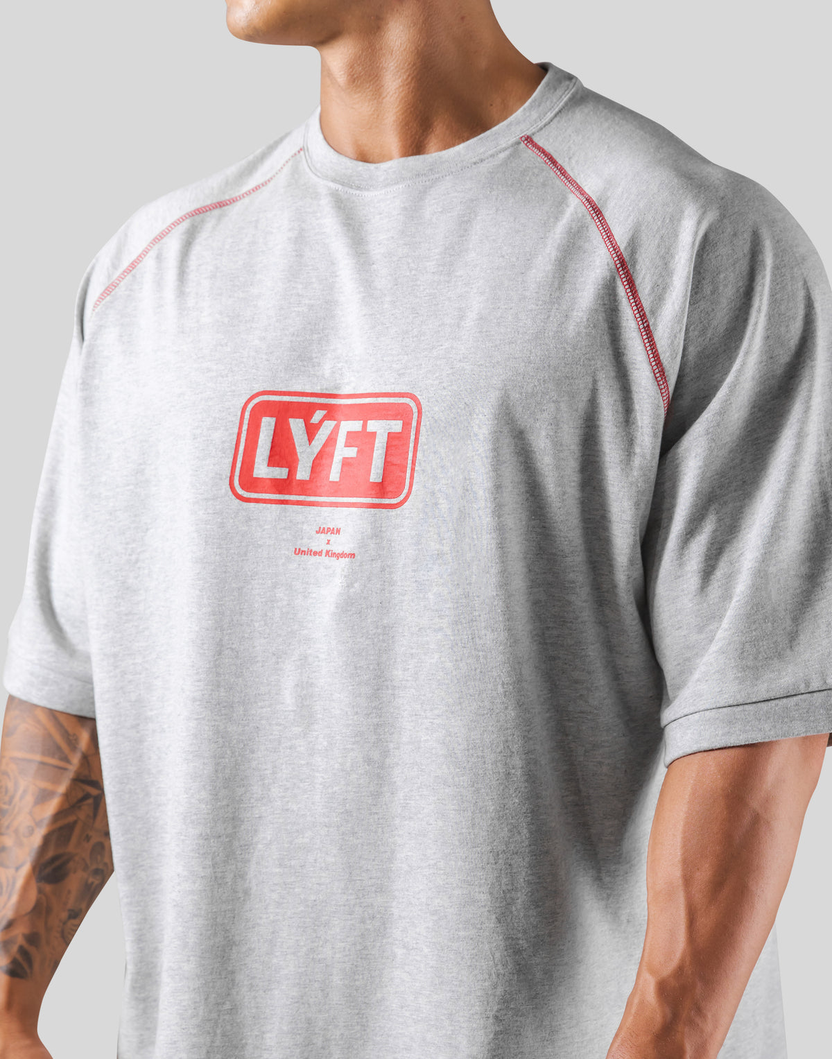Box Logo Raglan Big T-Shirt - Grey