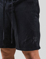 Script Logo Pile Shorts - Black