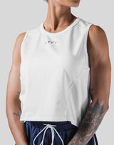 Side Mesh No Sleeve Shirt - White