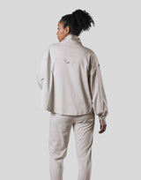 2Way Stretch Half Zip Pocket Jacket - Ivory