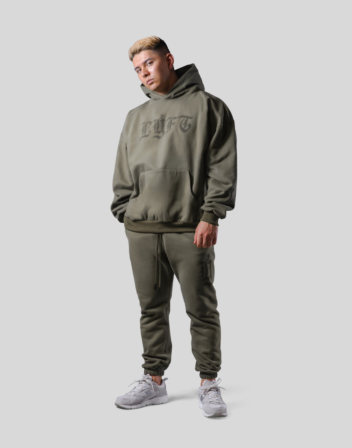 Old English Extra Wide Pullover Hoodie - Olive