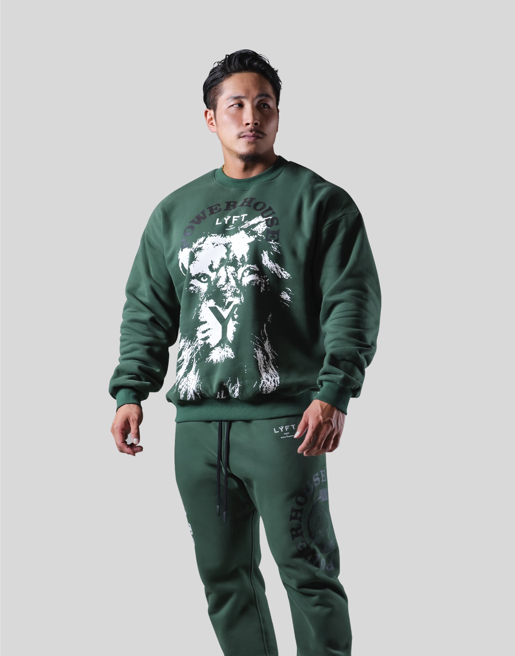 LÝFT × Power House Gym Lion Crewneck Sweat - Green