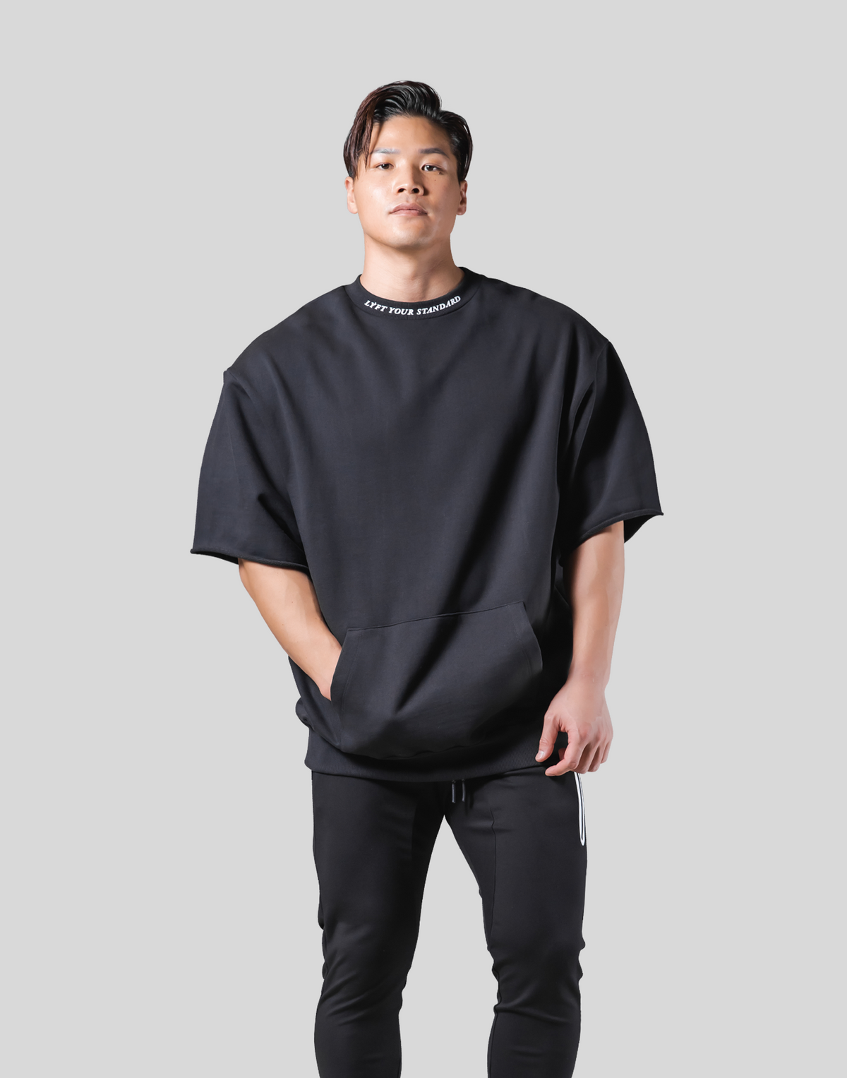 Message Ring Sweat Big T-Shirt - Black