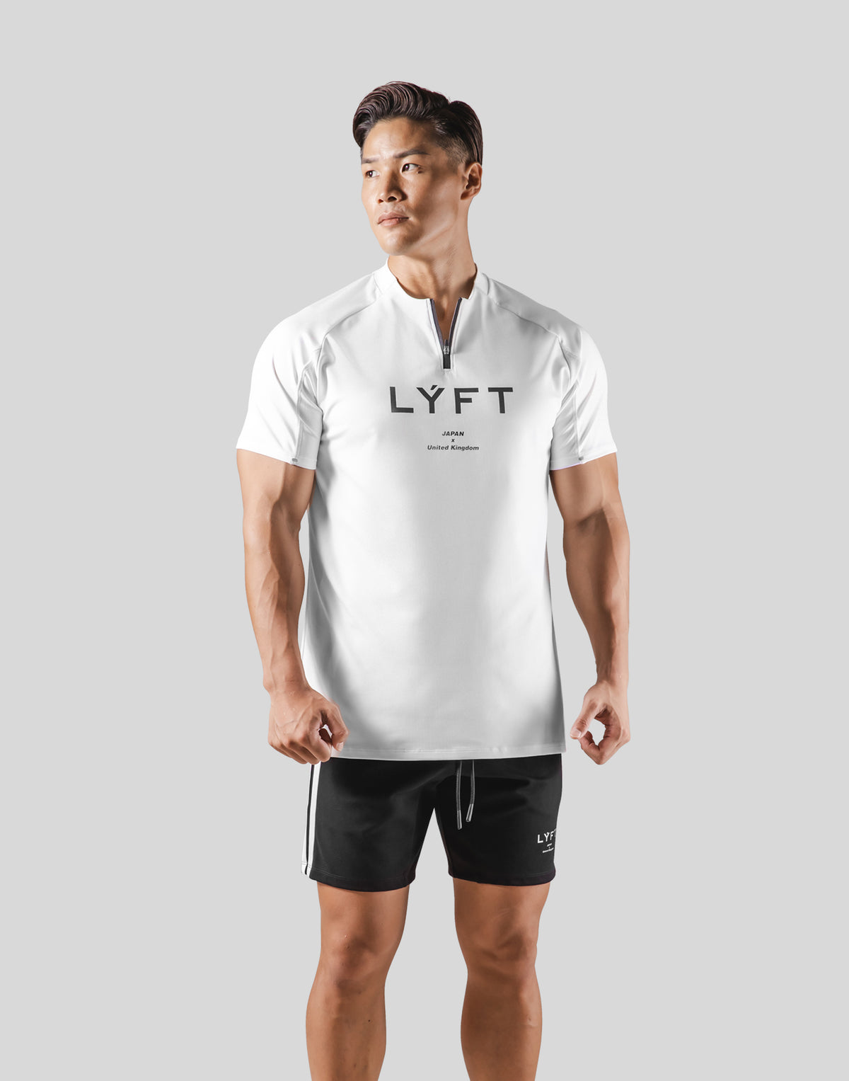 Half Zip Stretch T-Shirt 2 - White