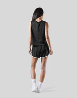 Side Mesh No Sleeve Shirt -Black