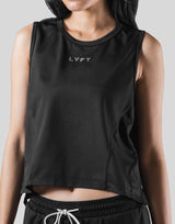 Side Mesh No Sleeve Shirt -Black