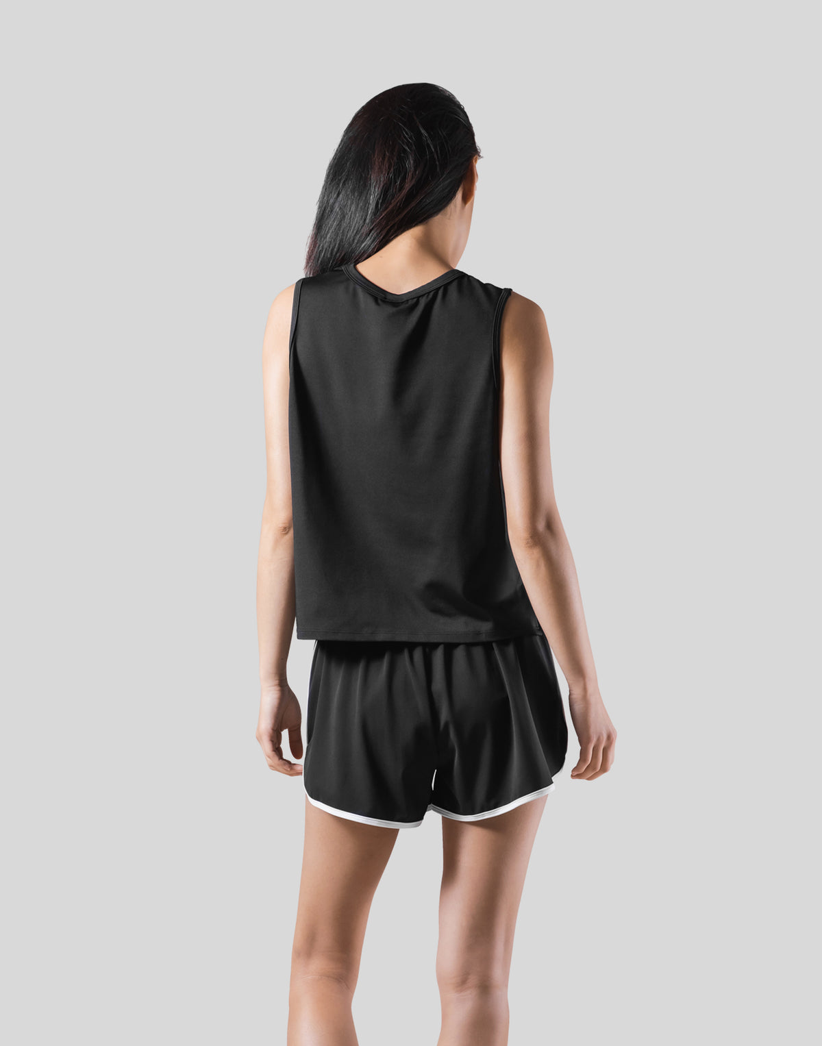 Side Mesh No Sleeve Shirt -Black