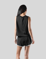 Side Mesh No Sleeve Shirt -Black