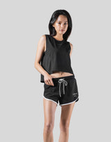 Side Mesh No Sleeve Shirt -Black