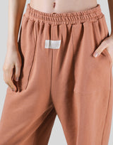 Woven Label Relax Sweat Pants - Coral