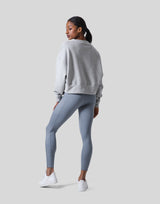 Woven Label Cropped Crewneck Sweat - Grey