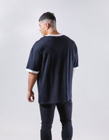 Old Logo Piping Big T-Shirt - Black