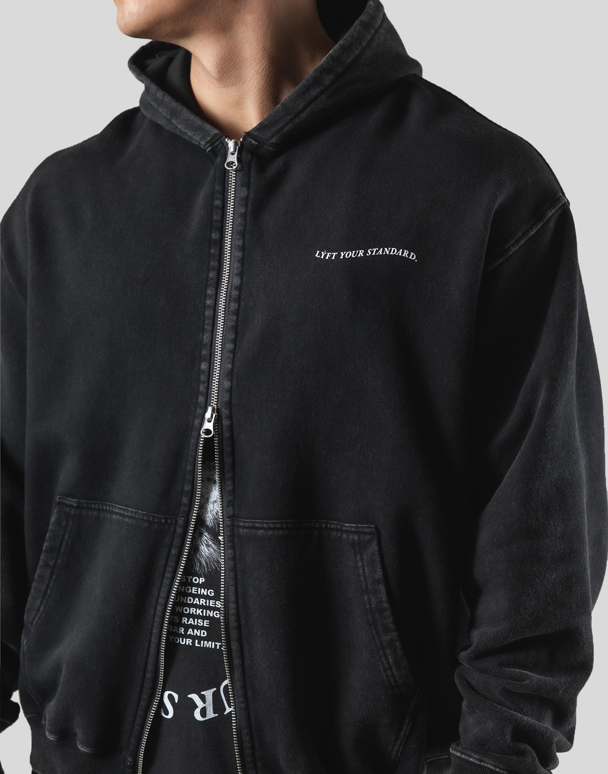 Lion Ring ZipUp Hoodie - Vintage Black