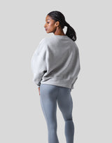 Woven Label Cropped Crewneck Sweat - Grey