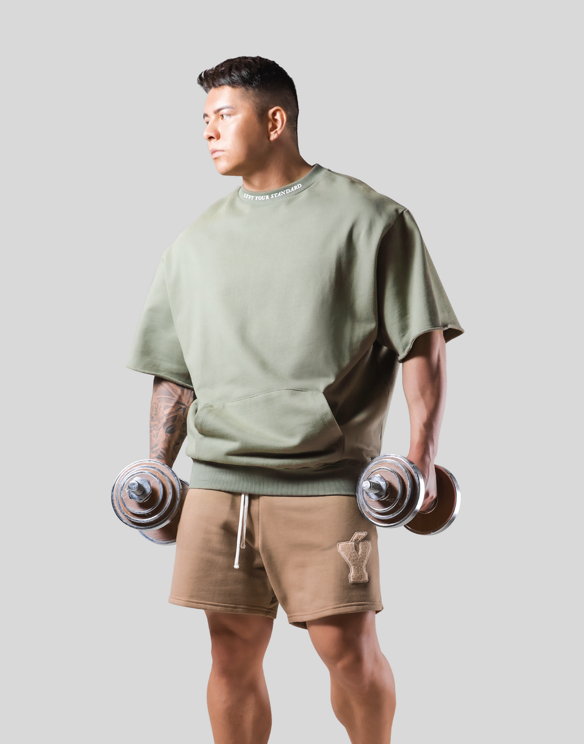 Message Ring Sweat Big T-Shirt - Olive