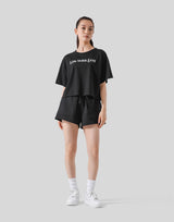 Wide Cropped T-Shirt - Black