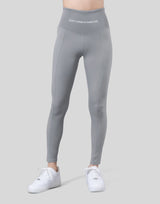 High Rise Waist Rib Leggings - Grey