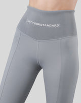 High Rise Waist Rib Leggings - Grey