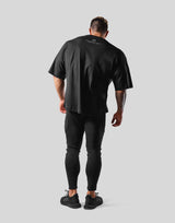 Separate Wide Shoulder Big T-Shirt - Black