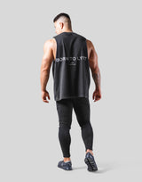 Back Message Drop Tanktop - Black