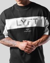 Separate Wide Shoulder Big T-Shirt - Black