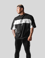 Separate Wide Shoulder Big T-Shirt - Black