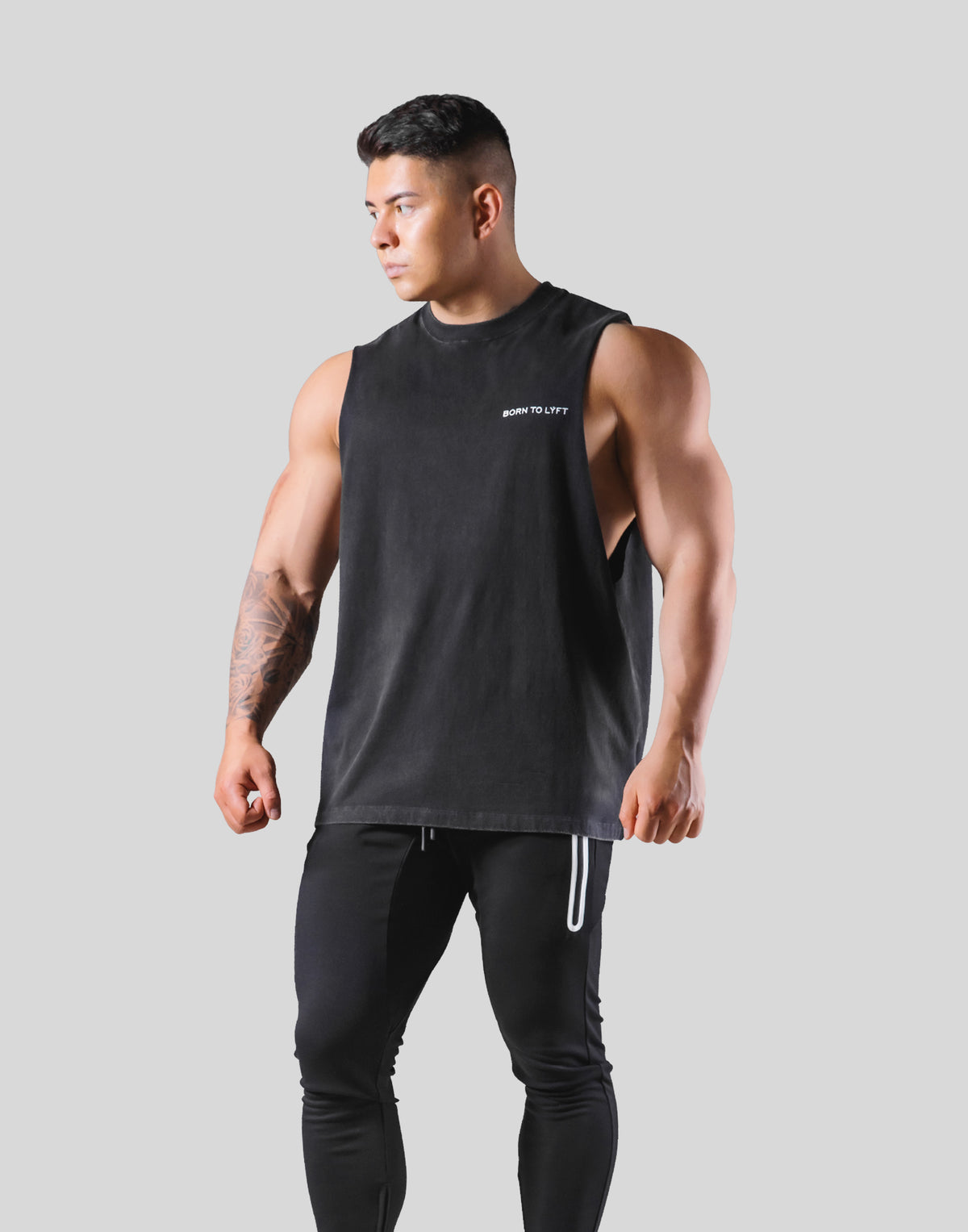 Back Message Drop Tanktop - Black