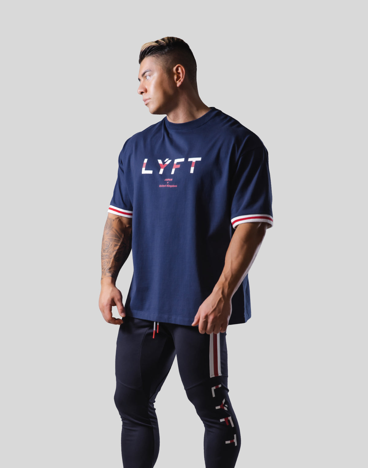 Stripe logo Big T-Shirt - Navy