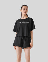 Wide Cropped T-Shirt - Black