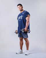 Punk Logo Splash Cut Off Tanktop - Navy