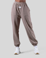 Woven Label Relax Sweat Pants - Greige