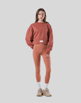 Woven Label Cropped Crewneck Sweat - Coral