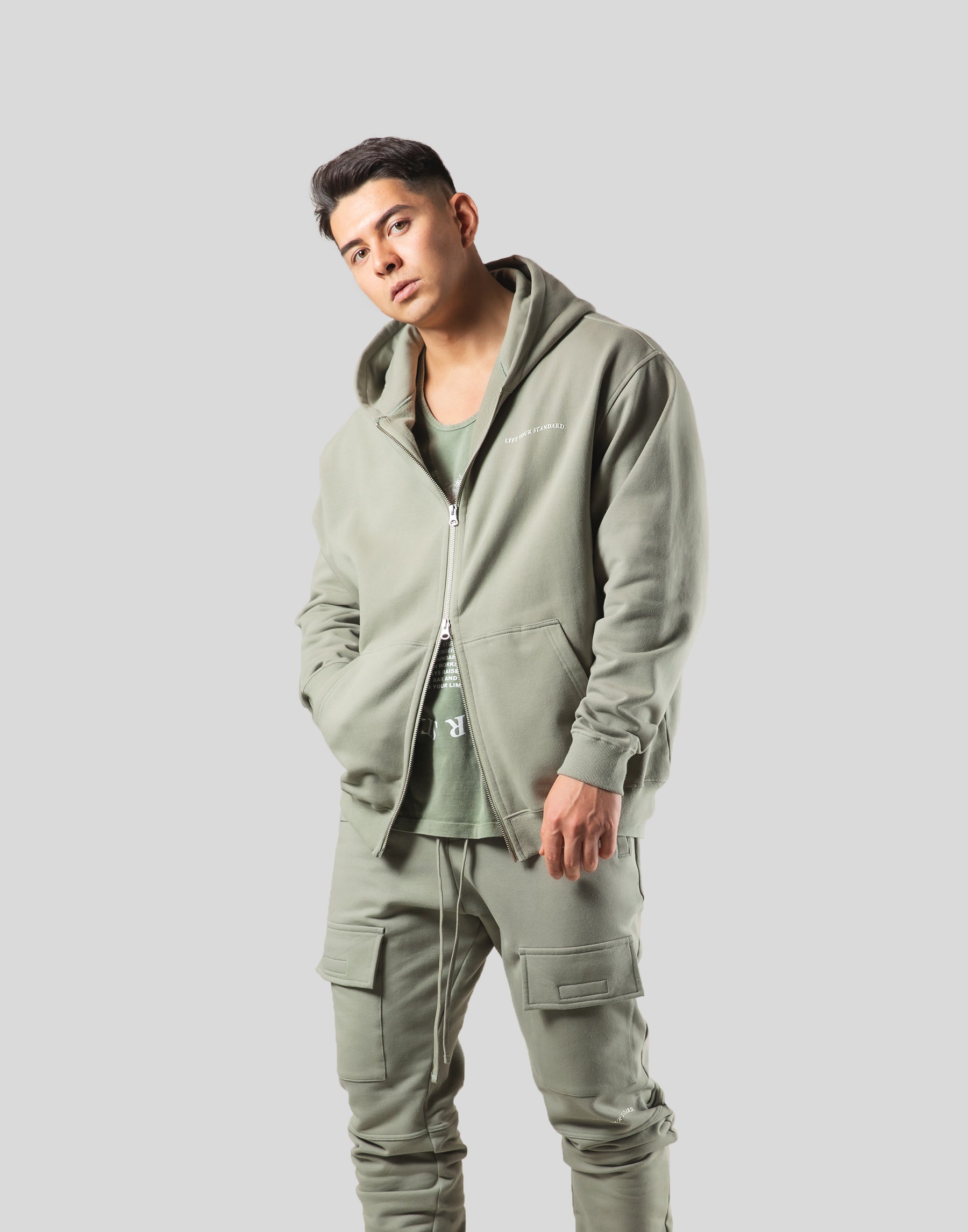 Mixed Flag ZipUp Hoodie - Olive – LÝFT