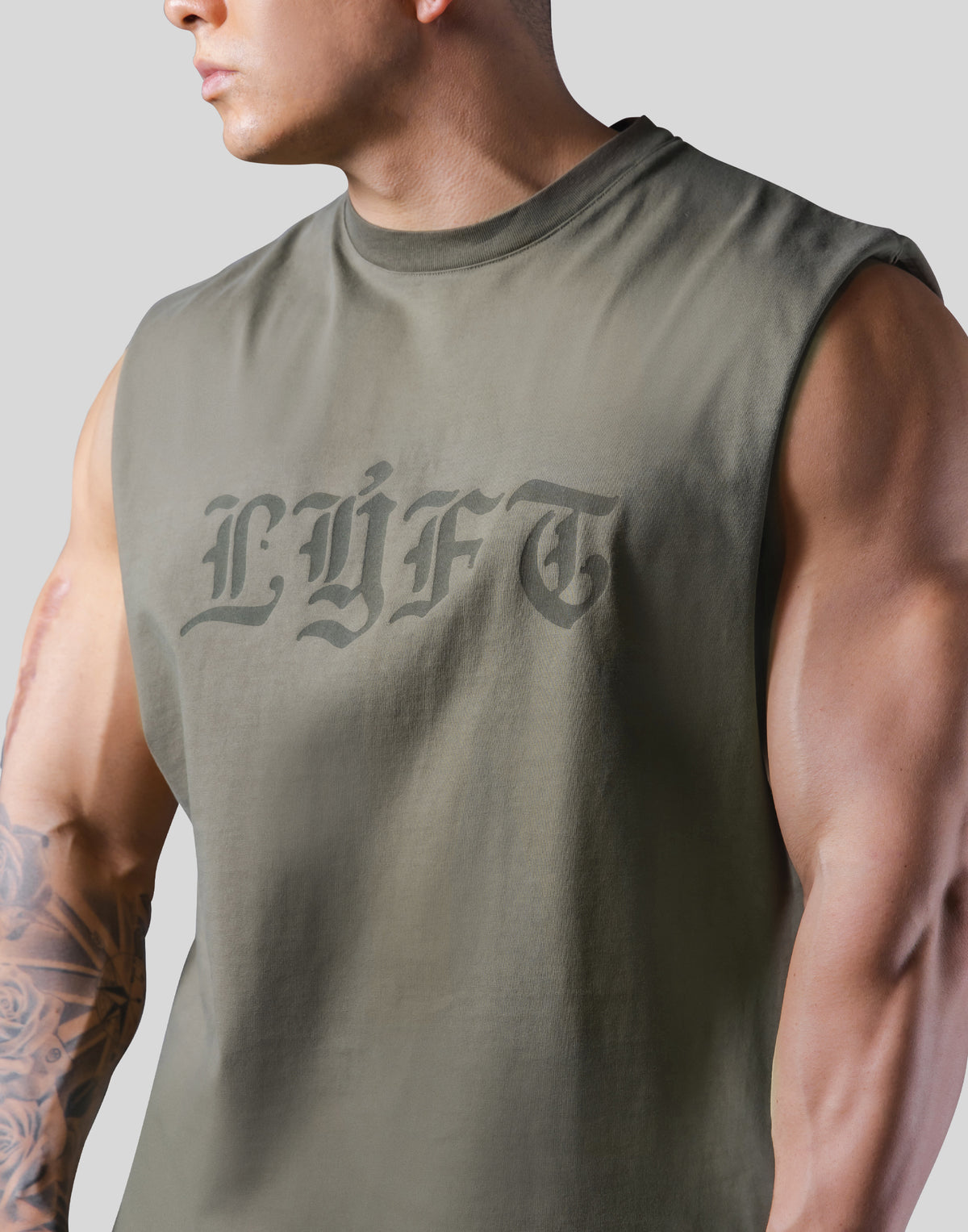 Old English Cutoff Tanktop - Olive