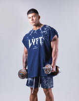 Punk Logo Splash Cut Off Tanktop - Navy