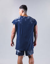 Punk Logo Splash Cut Off Tanktop - Navy