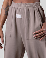 Woven Label Relax Sweat Pants - Greige